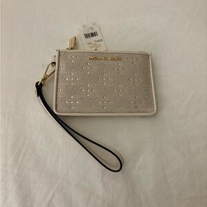 Michael Kors Cream and Gold Key & Card Holder